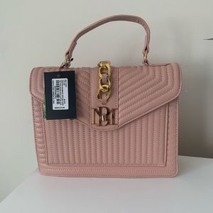 Badgley Mischka quilted crossbody, carrying strap, made with vegan leather NWT